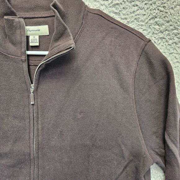 Faconnable Jacket Mens Size Small Brown Cotton Knit‎ Full Zip - Picture 2 of 9